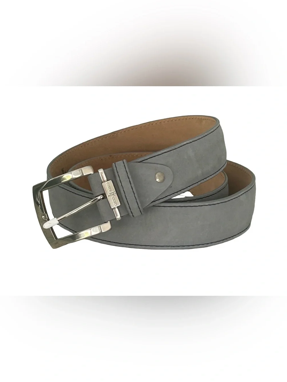 Links & Kings Italian Nubuck Leather Golf Belt Gray Handcrafted 50” XL XXL 46